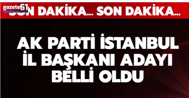 AK Parti'nin İstanbul İl Başkanı adayı belli oldu