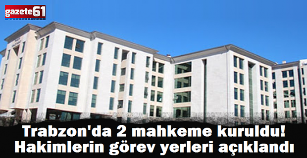 Trabzon'da 2 mahkeme daha kuruldu! Hakimlerin görev yerleri açıklandı