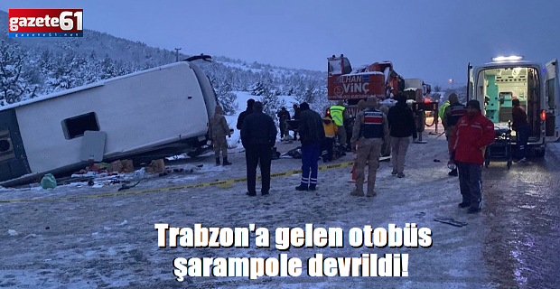 Trabzon'a gelen otobüs şarampole devrildi!