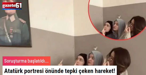 Atatürk portresi önünde tepki çeken hareket!