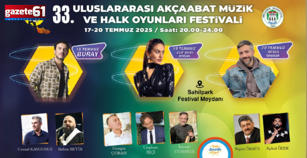 AKÇAABAT’TA 33. ULUSLARARASI AKÇAABAT MÜZİK VE HALK OYUNLARI FESTİVALİ BAŞLIYOR