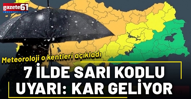 Kuvvetli yağış ve kar geliyor! Meteoroloji'den 7 ile sarı kodlu uyarı