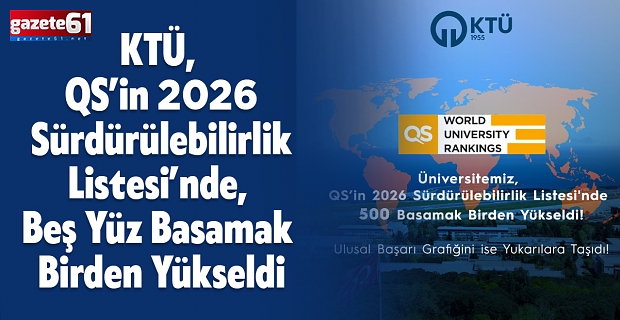 KTÜ, QS’in 2026 Sürdürülebilirlik Listesi’nde, Beş Yüz Basamak Birden Yükseldi