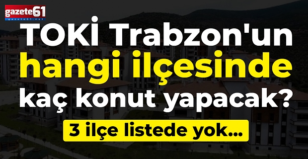 TOKİ Trabzon'un hangi ilçesinde kaç konut yapacak? 3 ilçe listede yok...