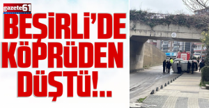 Trabzon#39;da araç köprüden düştü!