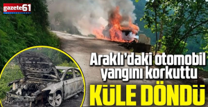 Araklı'da Otomobil Yangında Kül Oldu