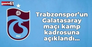 Trabzonspor’un Galatasaray maçı kamp kadrosuna açıklandı…