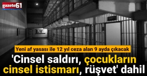 Yeni af yasası ile 12 yıl ceza alan 9 ayda çıkacak