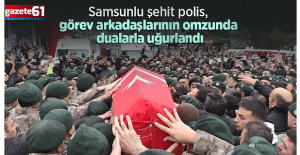 Şehit polis, görev arkadaşlarının omzunda dualarla uğurlandı