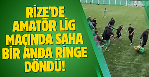Rize'de Amatör Lig maçında saha bir anda ringe döndü!