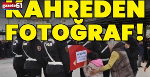 Kalp krizine yenilen polisin cenazesinde yürekleri yakan fotoğraf!