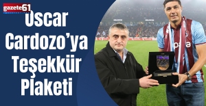 Oscar Cardozo’ya Teşekkür Plaketi